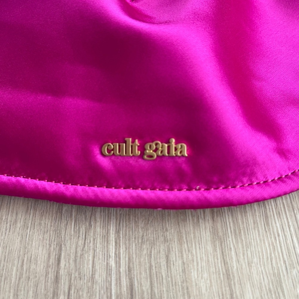 Cult Gaia Estrella Mini Anemone Pink Satin Gold Chain Shoulder Bag Chic Glam Y2K - Picture 5 of 12